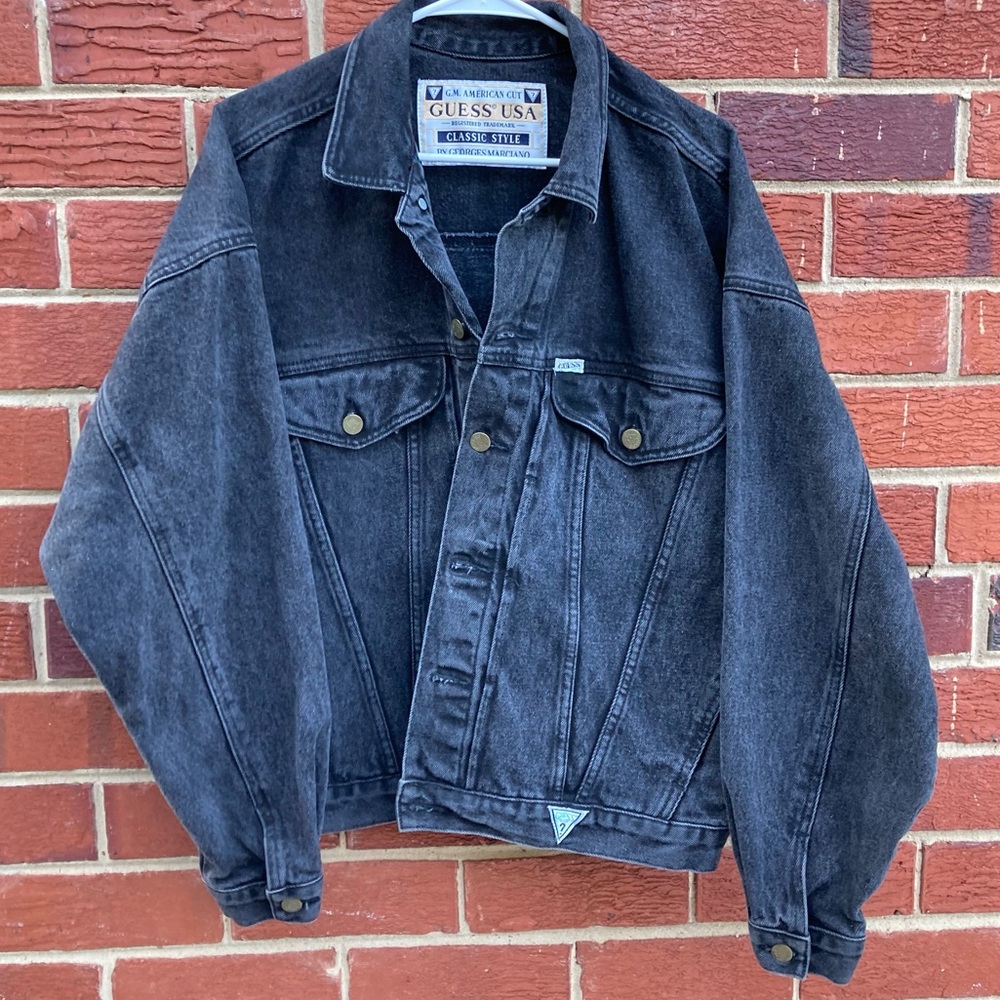 VINTAGE 80s GEORGE MARCIANO GUESS USA CLASSIC STYLE DENIM JEAN MENS JACKET